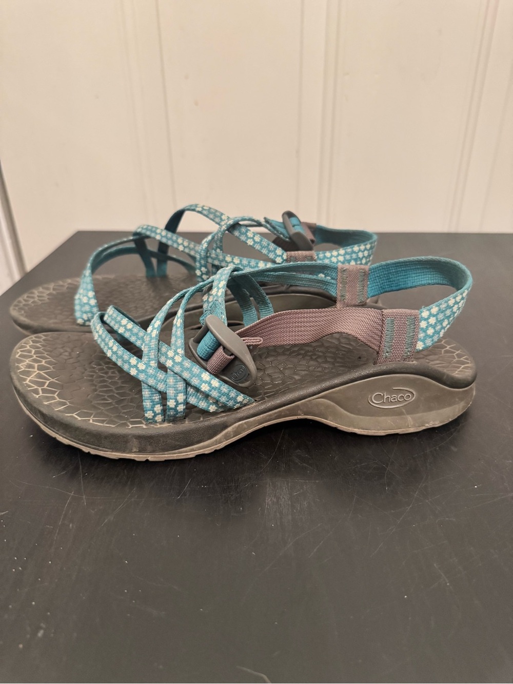 Chaco Z Cloud X Multi Strap Outdoor Sport Sandal Turquoise Blue Flowers Floral 9